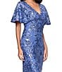 Betsy & Adam Short Sleeve Sequin Mesh Gown - Image 4