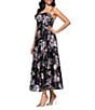 Betsy & Adam Square Neck Floral Print Embroidered Mesh Fit & Flare Midi Dress, Color:Black/Plum - Image 3
