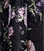 Betsy & Adam Square Neck Floral Print Embroidered Mesh Fit & Flare Midi Dress, Color:Black/Plum - Image 5
