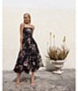 Betsy & Adam Square Neck Floral Print Embroidered Mesh Fit & Flare Midi Dress, Color:Black/Plum - Image 6