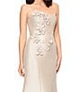 Betsy & Adam Strapless Floral Applique Corset Bodice Gown, Color:Champagne - Image 4
