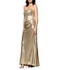 Betsy & Adam Strapless Foiled Corset Gown, Color:Gold - Image 3