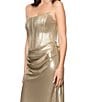 Betsy & Adam Strapless Foiled Corset Gown, Color:Gold - Image 4
