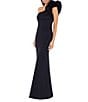 Betsy & Adam Stretch One Flutter Shoulder Mermaid Gown, Color:Black - Image 1