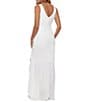 Betsy & Adam Sleeveless V-Neck Spiral Ruffle Cascade Gown, Color:White - Image 2