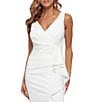 Betsy & Adam Sleeveless V-Neck Spiral Ruffle Cascade Gown, Color:White - Image 3