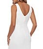 Betsy & Adam Sleeveless V-Neck Spiral Ruffle Cascade Gown, Color:White - Image 4