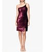 Color:Burgundy - Image 1 - Velvet Sequin One Shoulder Sleeveless Dress