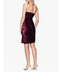 Color:Burgundy - Image 2 - Velvet Sequin One Shoulder Sleeveless Dress