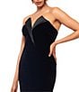 Betsy & Adam Velvet Strapless Tuxedo Sleeveless Gown, Color:Black - Image 4