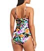 Color:Black Multi - Image 2 - Bora Bora Bay Floral Print Geometric Overlay Sweetheart Neck One Piece Swimsuit