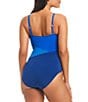 Color:Deep Sea - Image 2 - Solid Essential Colorblock One Piece Swimsuit