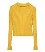 Color:Yellow - Image 2 - Big Girls 7-16 Collared Long Sleeve Button Down Ribbed Sweater
