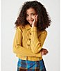 Color:Yellow - Image 3 - Big Girls 7-16 Collared Long Sleeve Button Down Ribbed Sweater