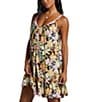 Color:Black Pebble - Image 3 - Beach Vibes Tropical Print Swim Cover-Up Mini Slip Dress