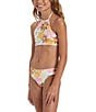 Color:Multi - Image 3 - Big Girls 7-14 Flower Power Reversible High Neck Two-Piece Swimsuit
