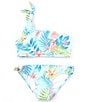 Color:Blue Glow - Image 1 - Big Girls 7-14 In Da Jungle One Shoulder Two-Piece Swimsuit
