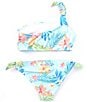 Color:Blue Glow - Image 2 - Big Girls 7-14 In Da Jungle One Shoulder Two-Piece Swimsuit