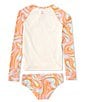 Color:Multi - Image 2 - Big Girls 7-14 In The Groove Long Sleeve Rashguard Two-Piece Swimsuit