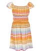 Color:Multi - Image 1 - Big Girls 7-16 Blissed Out Cap Sleeve Striped A-Line Minidress