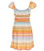Color:Multi - Image 2 - Big Girls 7-16 Blissed Out Cap Sleeve Striped A-Line Minidress