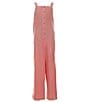 Color:Flamingo - Image 1 - Big Girls 8-12 Relaxed Fit Sleeveless Sunshine Love Twill Jumpsuit