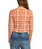 Billabong Check Me Out Yarn-Dyed Plaid Checked Long Sleeve Textured Knit Top, Color:Sunburnt - Image 2