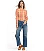 Billabong Check Me Out Yarn-Dyed Plaid Checked Long Sleeve Textured Knit Top, Color:Sunburnt - Image 4
