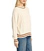 Billabong Classic Days Striped Trim Long Sleeve Open Weave Loose Knit Sweater, Color:Whitecap - Image 3