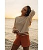 Billabong Classic Days Striped Trim Long Sleeve Open Weave Loose Knit Sweater, Color:Whitecap - Image 5