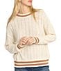 Billabong Classic Days Striped Trim Long Sleeve Open Weave Loose Knit Sweater - Image 5