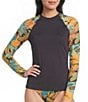 Billabong Des Tropiques Tropical Print Long Sleeve Rashgurad Swim Top - Image 1