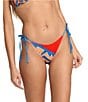 Billabong Feel Heat Hike Multi Color Placement Print Tie Side Hipster Swim Bottom, Color:Multi - Image 1