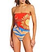 Billabong Feel Heat Multi Color Placement Print Strapless Bandeau One Piece Swimsuit, Color:Multi - Image 1