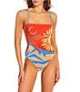 Billabong Feel Heat Multi Color Placement Print Strapless Bandeau One Piece Swimsuit, Color:Multi - Image 3