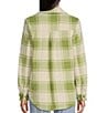 Color:Green Eyes - Image 2 - Forge Fleece Plaid Print Button Front Shacket