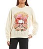 Color:Antique White - Image 1 - Here We Go Long Sleeve Crew Neck Floral Skull Graphic Sweatshirt