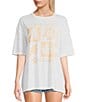 Color:Salt Crystal - Image 1 - In Love With The Sun Oversized Graphic T-Shirt
