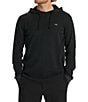 Color:Black - Image 1 - Keystone Long Sleeve Two-Tone Waffle-Knit Thermal Pullover Hoodie