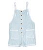Color:Light Chambray - Image 1 - Big Girls 7-14 Sleeveless Wave Watch Button Front Romper