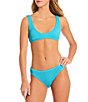 Billabong Solid Smocked Texture Scoop Neck Bralette Swim Top - Image 3