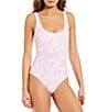 Color:Pink Dream - Image 1 - Sweet Waves Tropical Floral Scoop Neck Plunge Back Tank One Piece Swimsuit