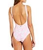 Color:Pink Dream - Image 2 - Sweet Waves Tropical Floral Scoop Neck Plunge Back Tank One Piece Swimsuit