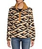 Color:Caramel - Image 1 - Switchback Sherpa Button Front Pullover Sweatshirt