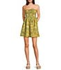 Billabong Tropical Haze Sleeveless Strapless Smocked Linen Blend Mini Dress - Image 1