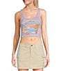 Color:Peaceful Lilac - Image 1 - Wild Waves Crop Graphic Tank Top