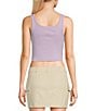 Color:Peaceful Lilac - Image 2 - Wild Waves Crop Graphic Tank Top