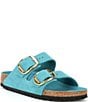 Color:Biscay Bay - Image 1 - Women's Arizona Oiled Leather Big Buckle Detail Slide Sandals