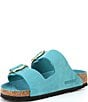 Color:Biscay Bay - Image 4 - Women's Arizona Oiled Leather Big Buckle Detail Slide Sandals