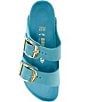 Color:Biscay Bay - Image 5 - Women's Arizona Oiled Leather Big Buckle Detail Slide Sandals